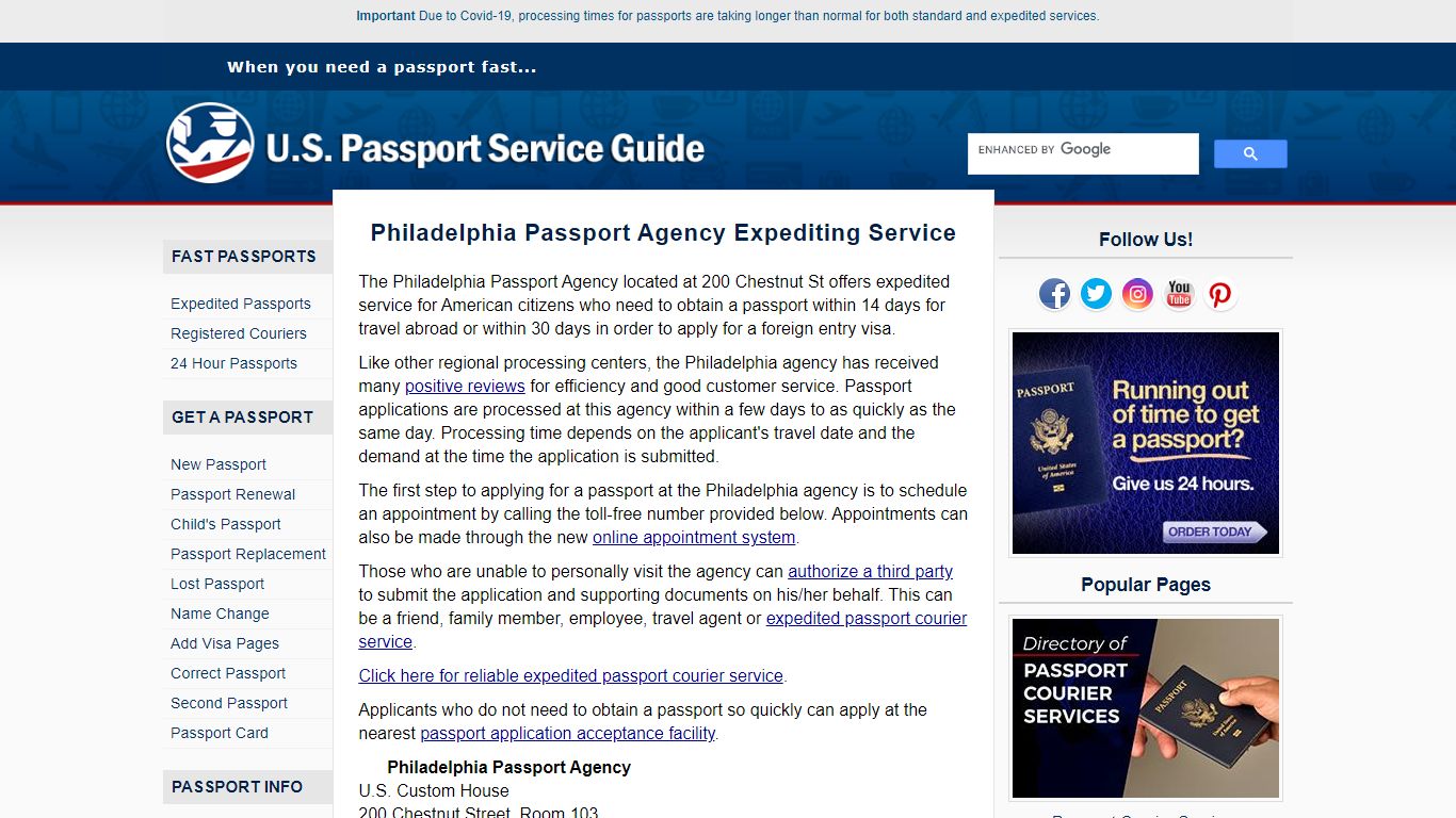 Philadelphia Passport Agency ★ Same Day Passport Expediting