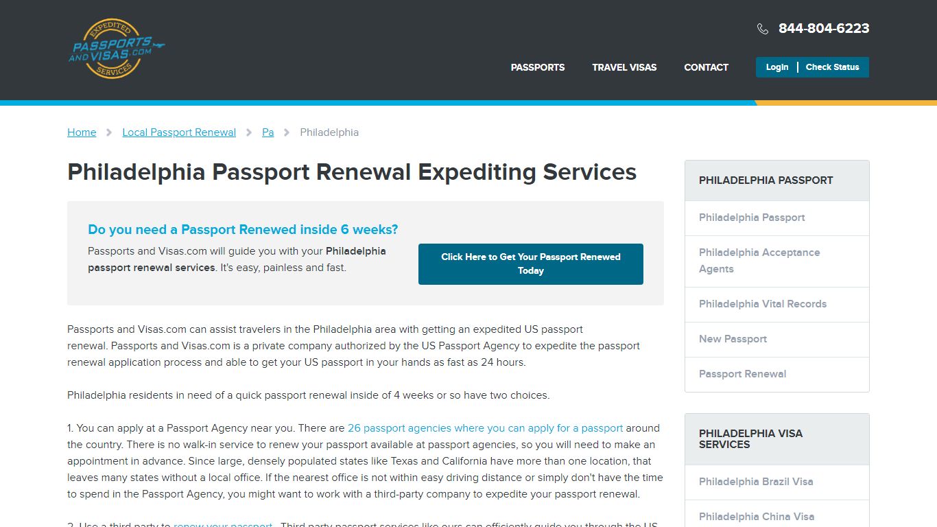 Philadelphia Passport Renewal Expediting Services - Passports and Visas.com